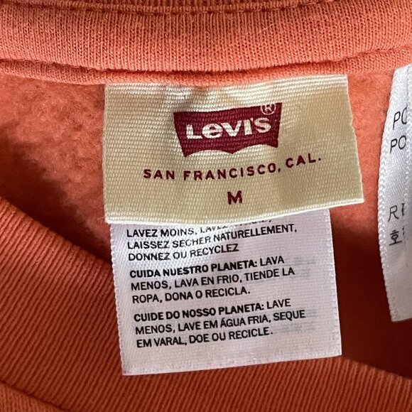 Levi's Sweatshirt Medium Orange Cropped Crewneck Logo Pullover Spellout Street - Picture 4 of 7
